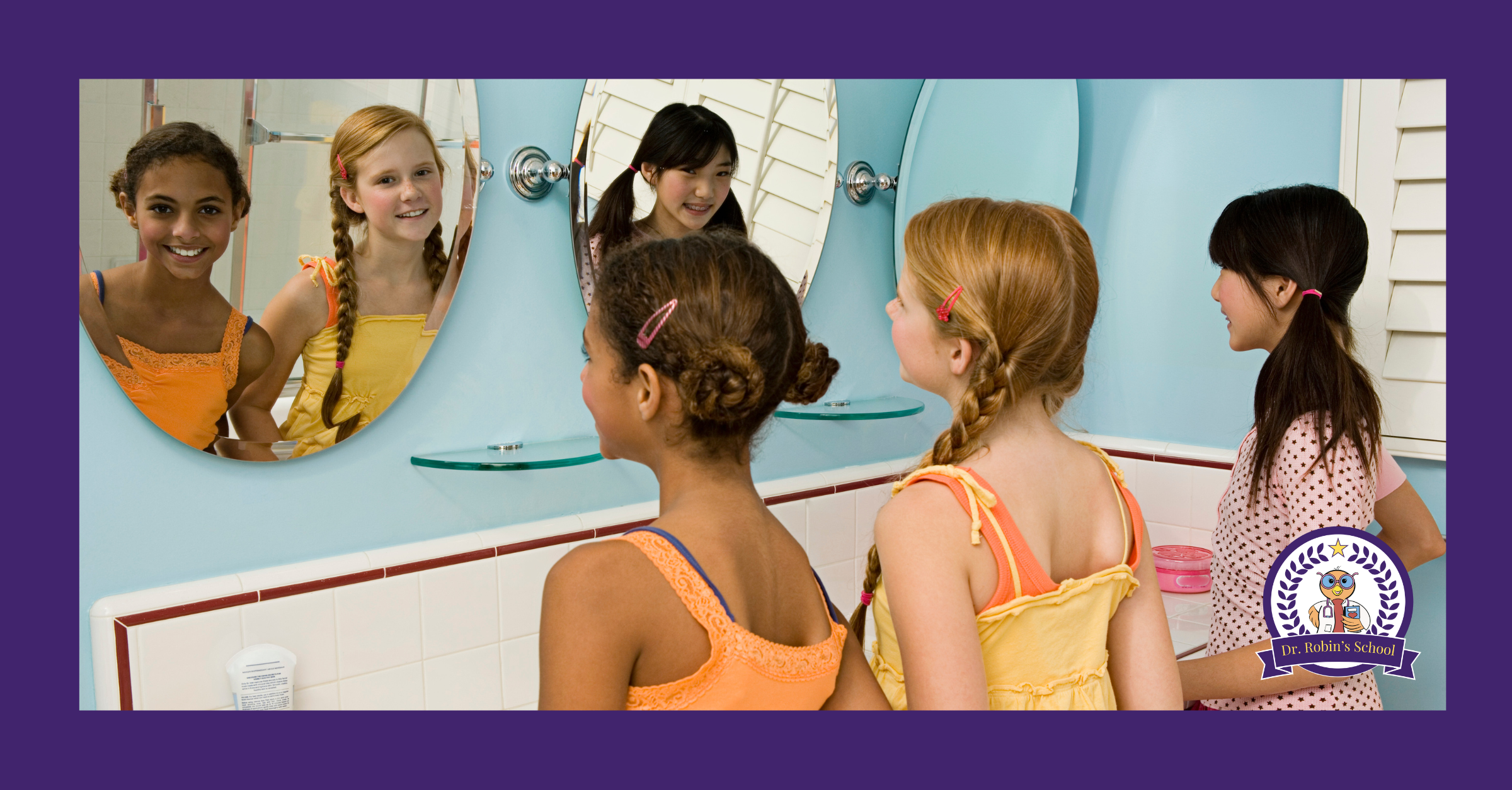 girls looking in a mirror