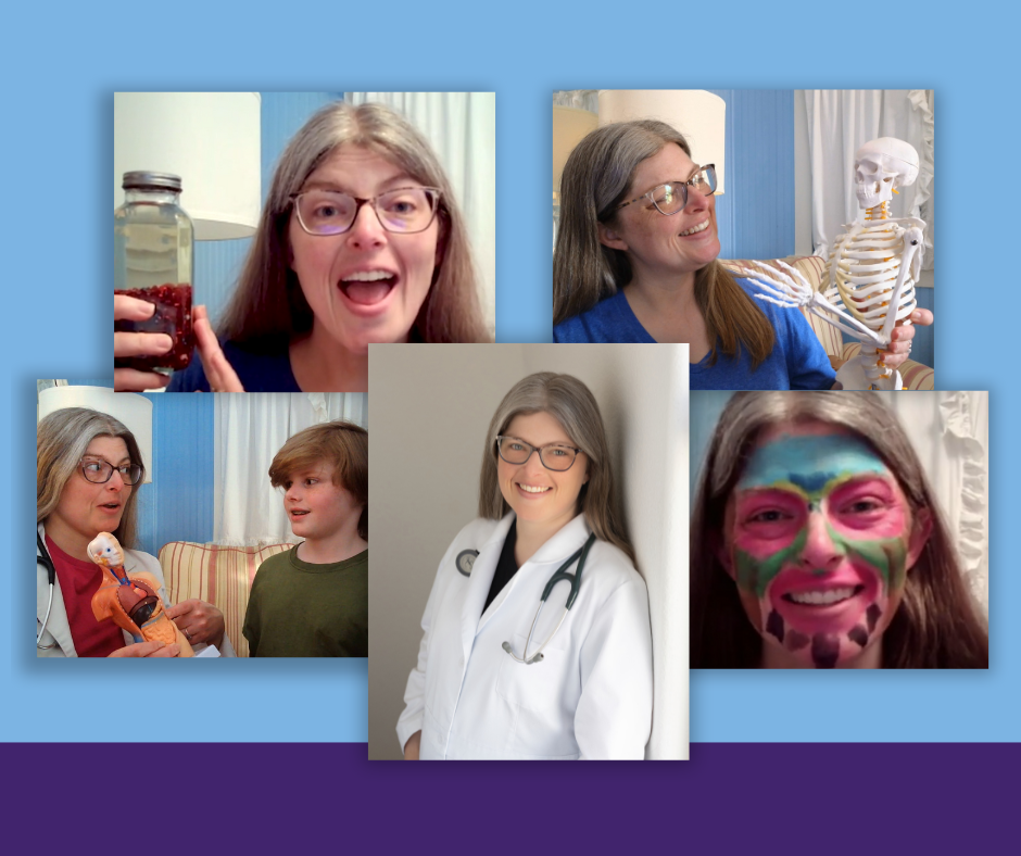 Screenshots from a variety of lessons where Dr. Robin is using the human biology projects