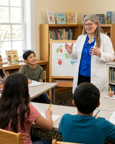 Dr. Robin teaching one body for life human biology for kids and teens